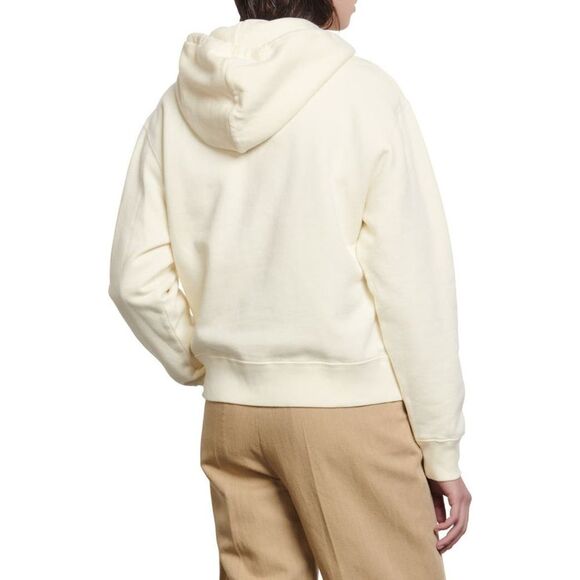 Sandro Lowin Appliqued Embroidered Cotton-Fleece Hoodie in Neutrals | Small - Picture 11 of 12